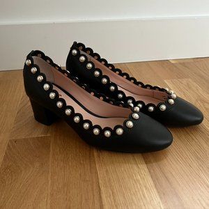 Kate Spade Maeve Pearl-Studded Block-Heel Pumps Black